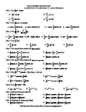 Toán 12 - Trắc nghiệm nguyên hàm